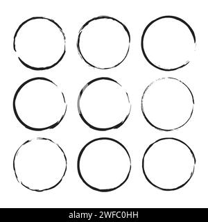 Set of ink circles silhouette. Geometric shapes. Art design. Abstract decor concept. Vector illustration. Stock image. EPS 10. Stock Vector