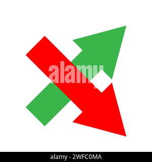 Cross from arrow. Red and green elements. Line art. Modern design. Hand drawn. Vector illustration. Stock image. EPS 10. Stock Vector
