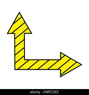 Corner arrow icon. Double sign. Yellow and black art. Navigation business concept. Vector illustration. Stock image. EPS 10. Stock Vector