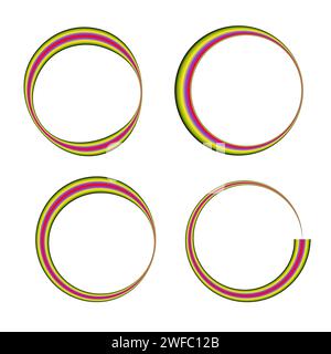 Modern brush ink calligraphy. Circle frame set. Round shape. Vector illustration. Stock image. EPS 10. Stock Vector