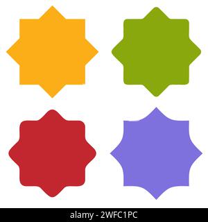 colored octagonal stars. Star icon. Vector illustration. Stock image. EPS 10. Stock Vector