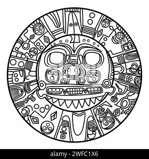 Golden sun of Echenique. Pre-Hispanic golden plate. Maybe represents sun god Inti, and worn as breastplate by Inca rulers. Coat of arms of Cusco. Stock Photo