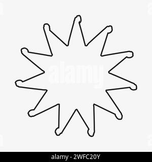 Paper windmill toy silhouette. Isolated flat icon. Line stroke design. Freehand art. Vector illustration. Stock image. EPS 10. Stock Vector