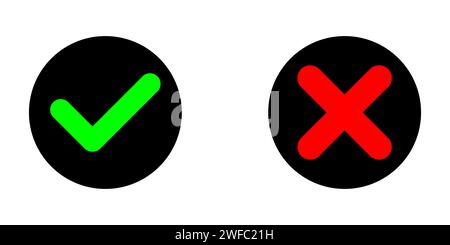 Mark and cross icon in circle. Choice sign. Color elements. Agree and disagree symbols. Vector illustration. Stock image. EPS 10. Stock Vector