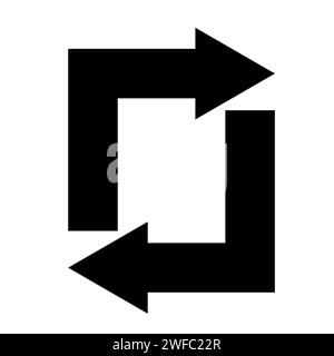 Square cyclic rotation icon. Arrow sign. App element. Technology concept. Line design. Vector illustration. Stock image. EPS 10. Stock Vector