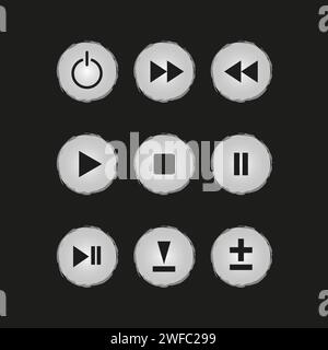 Control buttons black background. Design element. Digital technology background. Vector illustration. EPS 10. Stock Vector