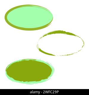 Green brush ovals. Hand drawn line element. Circular frame. Vector illustration. Stock image. EPS 10. Stock Vector