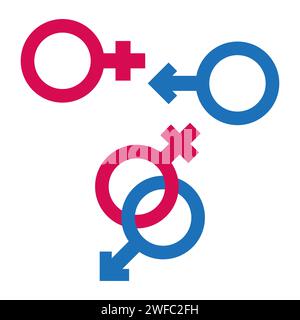 Red blue gender signs. Vector illustration. EPS 10. Stock Vector