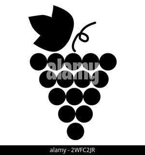 Grape silhouette icon. Fresh fruit logo. Vine symbol. Flat design. Minimal style. Vector illustration. Stock image. EPS 10. Stock Vector
