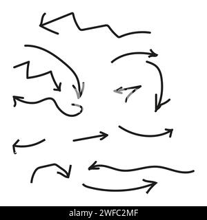 Different arrows in sketch style. Vector illustration. EPS 10. Stock Vector
