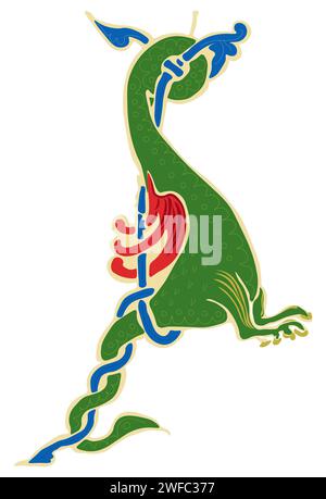 Cyrillic alphabet. Letters. Illustration, drawing of initial letters. Stock Photo
