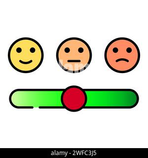 character smiley scale. Crazy smile. Good feedback concept. Vector illustration. Stock image. EPS 10. Stock Vector