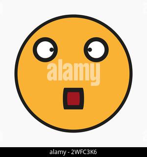 Astonished smiley icon. Red mouth. Emotion concept. Message sign. Hand drawn face. Vector illustration. Stock image. EPS 10. Stock Vector