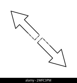Two arrows icon. Different direction. Diagonal signs. Left and up. Right and down. Vector illustration. Stock image. EPS 10. Stock Vector
