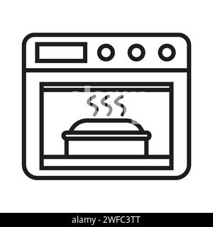 Oven with cake icon in linear style. Vector illustration. stock image. EPS 10. Stock Vector