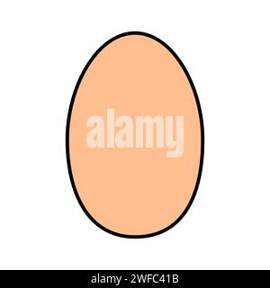 Whole egg icon. Classic breakfast. Food icon. Cartoon style. Comic art. Flat design. Vector illustration. Stock image. EPS 10. Stock Vector