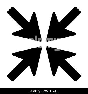 Four arrows inward icon. Simple illustration. Line emblem. Navigation pointer. Vector illustration. Stock image. EPS 10. Stock Vector