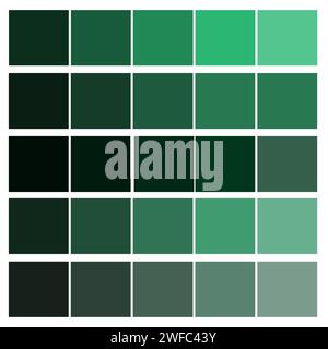 Green color palette. Square elements. Print design. Set collection. Abstract background. Vector illustration. Stock image. EPS 10. Stock Vector