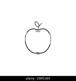 Apple icon in linear style. Single line. Vector illustration. stock image. EPS 10. Stock Vector