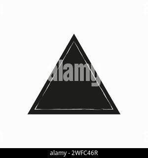 Black triangle icon. Thin white lines. Outline symbol collection. Geometric figure. Vector illustration. Stock image. EPS 10. Stock Vector