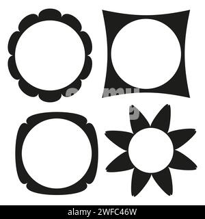 Vintage hand drawn set with black brush frames. Brush texture. Vector illustration. stock image. Stock Vector