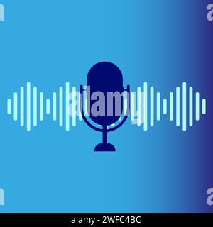 blue microphone line. Vector illustration. Stock image. EPS 10. Stock Vector