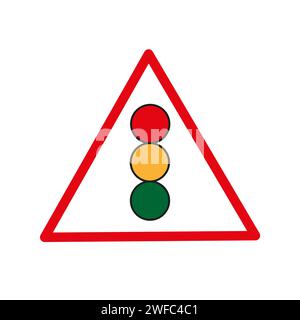 Traffic light ahead sign. Isolated navigation emblem. Regulation concept. Road laws. Vector illustration. Stock image. EPS 10. Stock Vector
