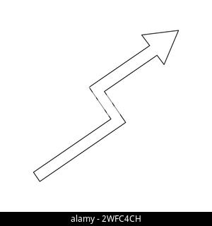 Zig zag arrow up silhouette. Pointer icon. Finance growth. Business background. Vector illustration. Stock image. EPS 10. Stock Vector