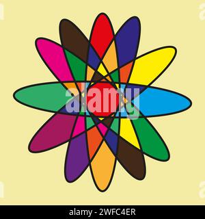 Colored science atom icon. Innovation technology background. Abstract pattern. Vector illustration. Stock image. EPS 10. Stock Vector