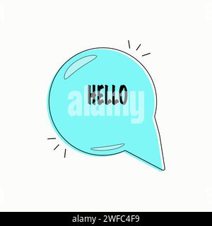 Turquoise hello speech bubble icon. Chat communication symbol. Dialog concept. Vector illustration. Stock image. EPS 10. Stock Vector