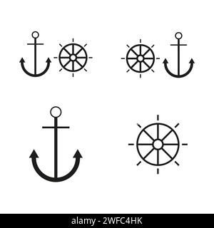 rudder anchor icons. Vector illustration. stock image. EPS 10. Stock Vector