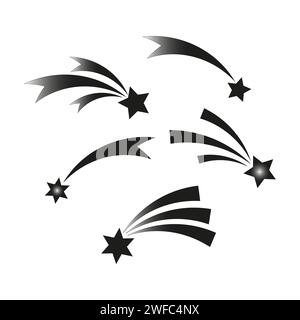 shooting stars icons on white background. Space icon set. Star icon. Vector illustration. stock image. EPS 10. Stock Vector