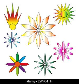 Vintage cartoon pattern with flowers. Summer flower clipart. Floral pattern element. Vector illustration. stock image. EPS 10. Stock Vector