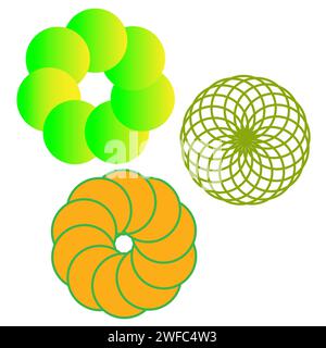 different colored circles flowers. Vector illustration. Stock image. EPS 10. Stock Vector