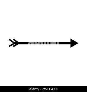Arrow right sign. Black icon. Hunting bow element. Nature design. Creative art. Vector illustration. Stock image. EPS 10. Stock Vector