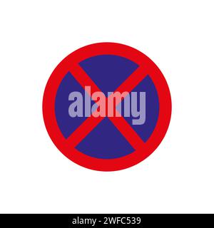 Blue no stopping sign. Road icon. Traffic laws. Attention sign. Isolated object. Vector illustration. Stock image. EPS 10. Stock Vector