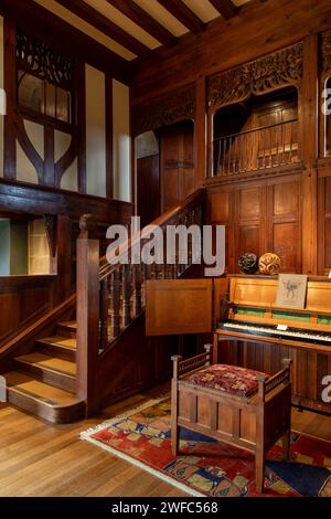 The main hall in Blackwell, 'arts and crafts' house, overlooking Lake ...