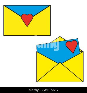 yellow-blue envelopes. Icon symbol. Email icon. Vector illustration. stock image. EPS 10. Stock Vector