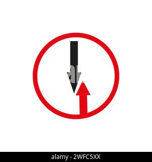 Give way to oncoming traffic sign. Traffic laws. Attention icon. Information concept. Vector illustration. Stock image. EPS 10. Stock Vector