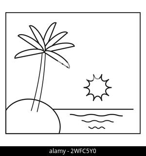 black island sun icon. Summer vacation. Vector illustration. stock image. EPS 10. Stock Vector