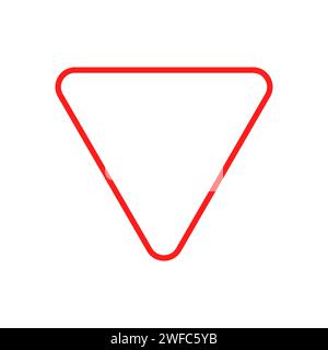 Give way road sign. Priority traffic icon. Red triangle. Information emblem. Flat style. Vector illustration. Stock image. EPS 10. Stock Vector