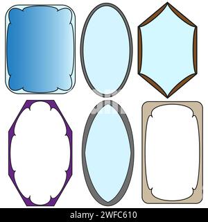 Mirrors of various shapes. Vector illustration. stock image. EPS 10. Stock Vector