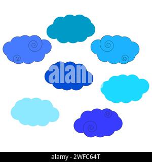 Blue clouds on white background. Travel concept. Space background. Vector illustration. stock image. EPS 10. Stock Vector