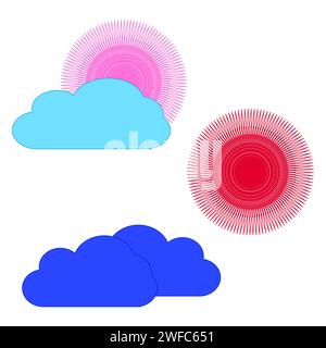 clouds sun cartoon. Cute summer wallpaper. Vector illustration. stock image. EPS 10. Stock Vector