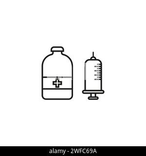 bottle and syringe icon. Health care. Vector illustration. Stock image. EPS 10. Stock Vector