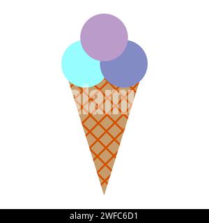 Ice cream icon. Colored balls in waffle cone. Summer time symbol. Cartoon design. Vector illustration. Stock image. EPS 10. Stock Vector