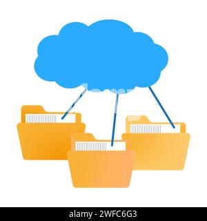 Folder clouds. Computer technology concept. Digital technology. Vector illustration. Stock image. EPS 10. Stock Vector