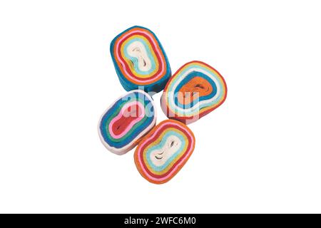 four colorful paper tapes on white background Stock Photo