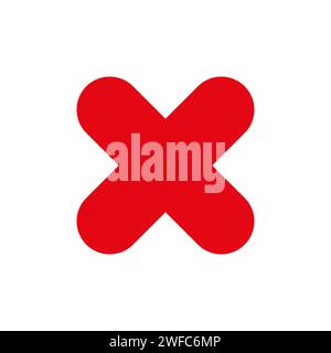 Cross icon. X letter. Red sign. Negative element. Stop symbol. Grunge design. Flat art. Vector illustration. Stock image. EPS 10. Stock Vector