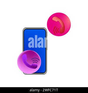 Smartphone handset. Mobile phone mockup. Smartphone mockup white screen. Vector illustration. stock image. EPS 10. Stock Vector